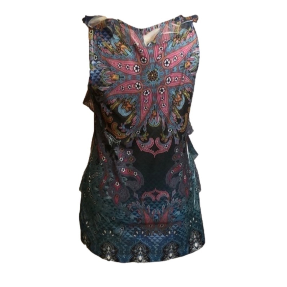 J.T.B. Fun Ruffled Colorful Tank Top Size Small - Picture 4 of 6